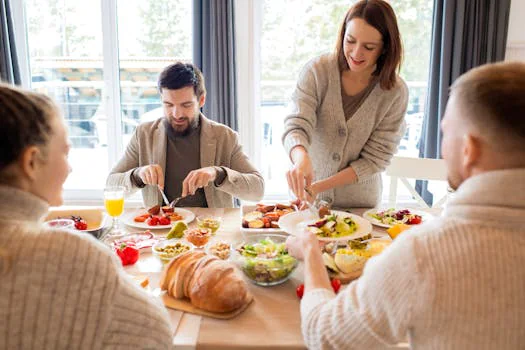 Family enjoying fresh fruit juices